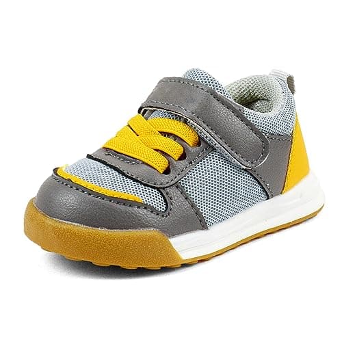 OAISNIT Baby Boy Girl Shoes Infant Non Slip Sneakers Breathable Lightweight Toddler First Walking Shoes 6 12 18 24 Months(6-12 Months, D-Grey)