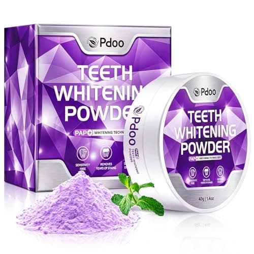 Purple Teeth Whitening Powder 40g - Color Correcting Tooth Powder, Neutralizes Yellow Tones, Natural Mint Flavor, Removes Coffee & Wine Stains, for Sensitive Teeth, Enamel Safe, Fluoride Free, Vegan