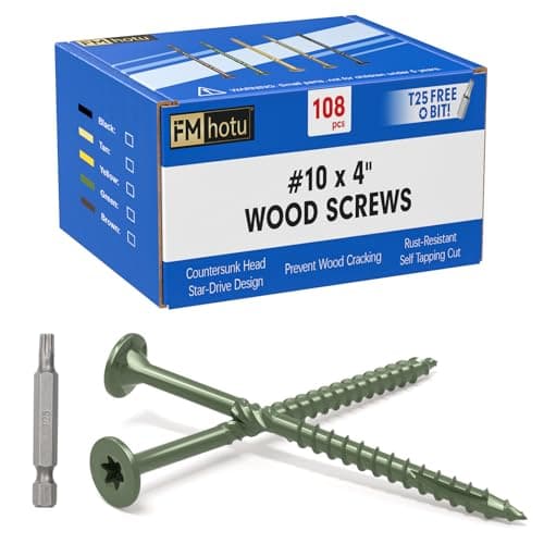#10 x 4” Deck Screws, 108Pcs Star Drive Wood Screws