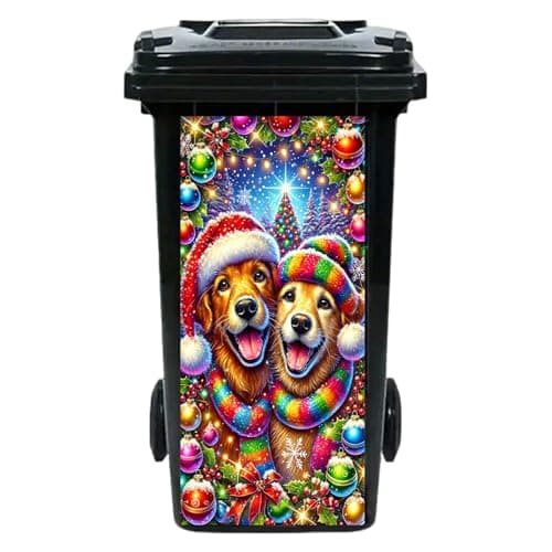 Nuxovilar Winter Dogs Garbage Pail Stickers Trash Can PVC 14.57x32.28 in