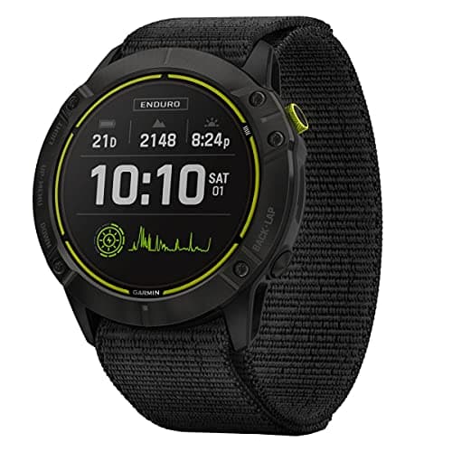 Garmin Fenix Enduro, Ultraperformance Multisport GPS Watch with Solar Charging Capabilities, Battery Life Up to 80 Hours in GPS Mode, Carbon Gray DLC Titanium with Black UltraFit Nylon Band