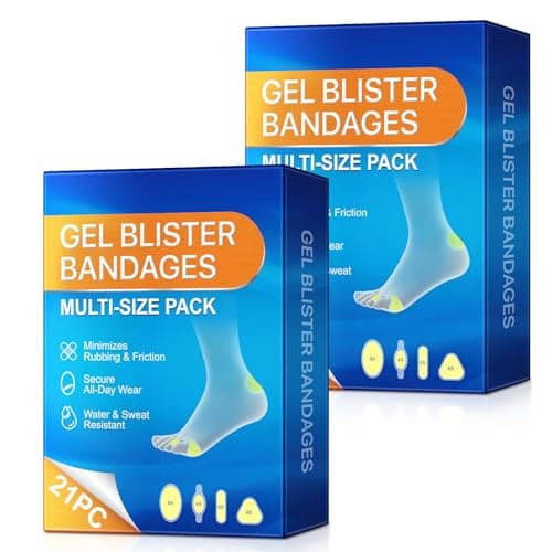 Gel Blister Bandages 21ct, Waterproof Hydrocolloid Blister Bandages for Foot Wound Quick-Healing Blister Cushions for Toe Heel All-Day Prevention, Variety Combo Pack