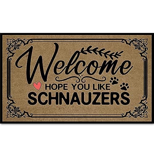 Ayatow Outdoor Door Mat, 30"x18" No-Shedding Faux Coir Welcome Mat, Funny Hope You Like Schnauzers Front Door Mat, Low-Profile Washable Entrance Rug for Porch, Patio and Entryway