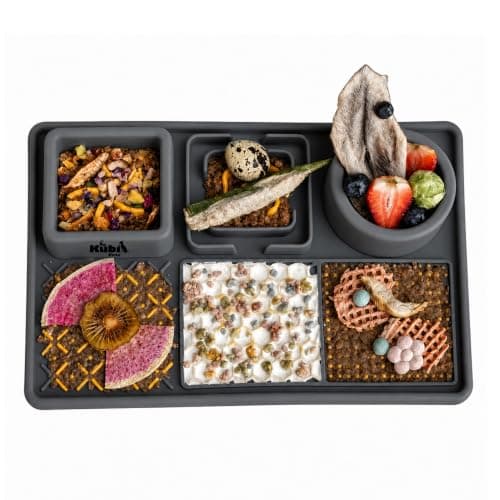 Snack Board Slow Feeder for Dogs – Large Enrichment Feeding Board with Mini Bowls & Flat Sections, Perfect for Treats & Meals | Kubi Pets (Gray)