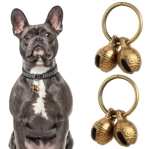 Quilax 2Pcs Copper Bell for Dog Collar, Anti Lost Brass Dogs Bells, Extra Loud Cat Dog Collar Bell for Pet Tracking Training Pets Pendant Accessories