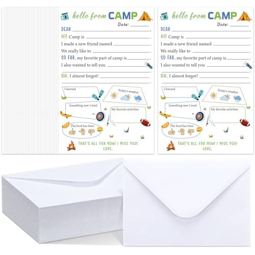 Janlaugh 80 Pcs Camp Stationery Paper Envelopes,Neutral Fill in the Blank