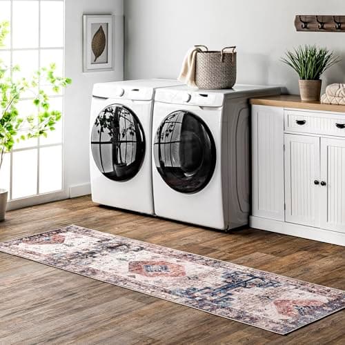 nuLOOM Eliza Machine Washable Traditional Medallion Runner Rug, 2' 6" x 8', Multi Color, Rectangular, 0.15" Thick