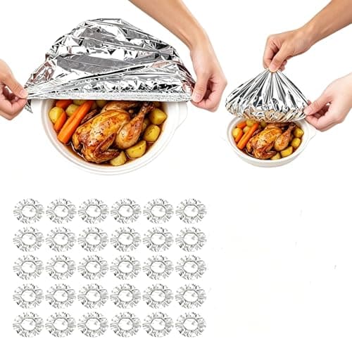Aluminum Foil Elastic Food Covers, 2026 New Reusable Heat Retaining Covers for Bowls, Plates, Pots, Kitchen Parties Picnics(30PCS)