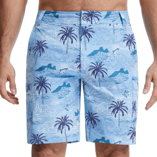 BASSDASH Men’s 9” Fishing Shorts UPF 50+ Stretch Water Resistant Quick Dry for Hiking with Zipper Pocket FP10M