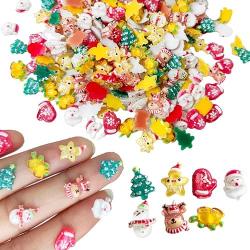 BoAn 200Pcs Mini Resin Christmas Decorations, Fairy Garden Accessories Decorations, Hide Christmas Miniature Figures in The Dark Small Plastic, for Fairy Garden Micro Landscaping Dollhouse Home