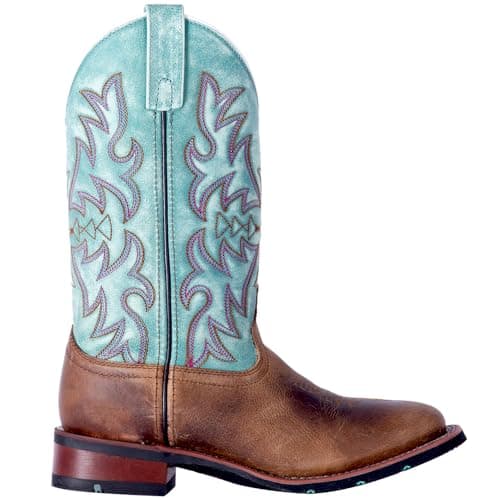 Laredo Womens Anita Embroidered Square Toe Casual Boots Mid Calf Low Heel 1-2" - Blue, Brown - Size 7 B