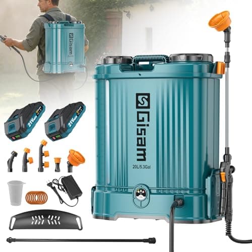 Gisam 5.3 Gal Battery Powered Backpack Sprayer-2 Batteries,Water Markings