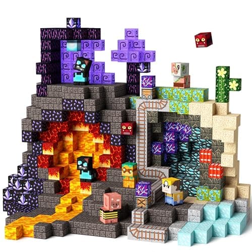 idoot 150PCS Magnetic Blocks Building Toys, Mining Cave Adventure World Magnet Construction Set for Kids Ages 3+, STEM Sensory Birthday Gift for Boys Girls