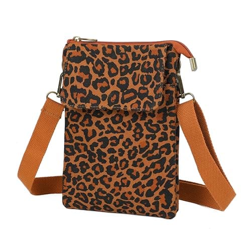 Velugan Small Crossbody Phone Purse Cellphone Wallet Bag Small Crossbody Lightweight Shoulder Bag For Women And Girls Gifts (Leopard)