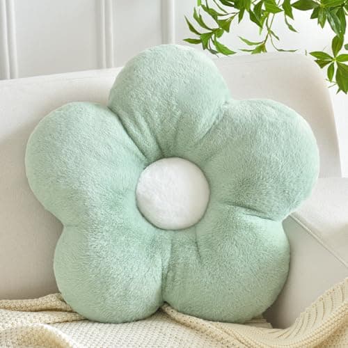 ZCNYCLAM Flower Pillows, Soft Flower Shaped Pillow with Home Decorative for Couch Chair Bed,Flower Floor Throw Pillows for Adults Bedroom Living Room (Sage Green, 19.6 Inches)