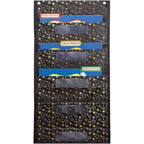 Carson Dellosa 14" x 32" Black Hanging File Folders Storage Pocket Chart
