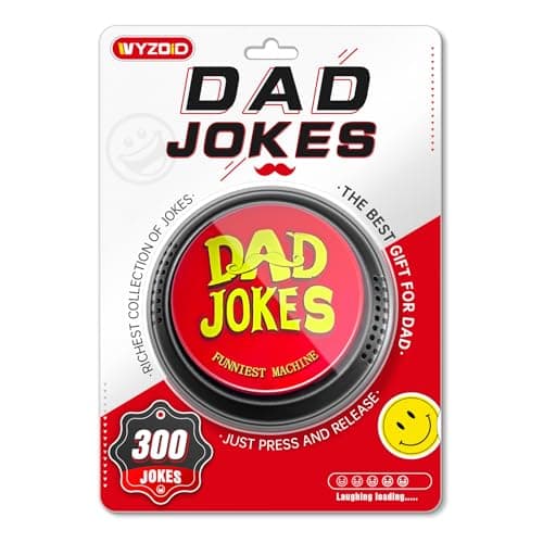 WYZOID Funny Gift for Dad – Dad Joke Generator Button with 300 Jokes, from Kids, Gag Gift for Men Who Have Everything, Talking Joke Machine for Husband Grandpa