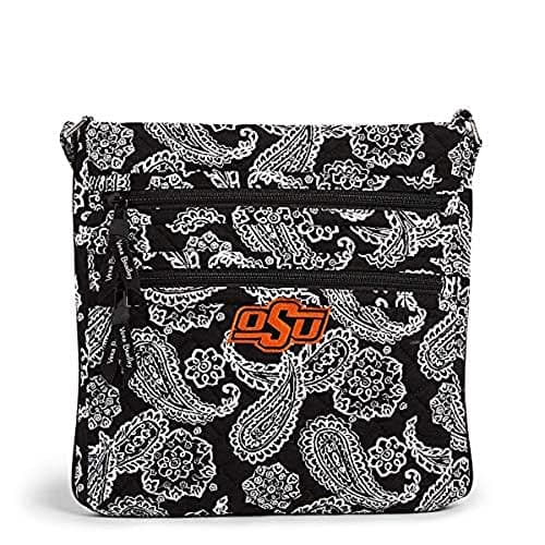 Vera Bradley Women's Cotton Collegiate Triple Zip Hipster Crossbody Purse (Multiple Teams Available), Oklahoma State University Black/White Bandana, One Size