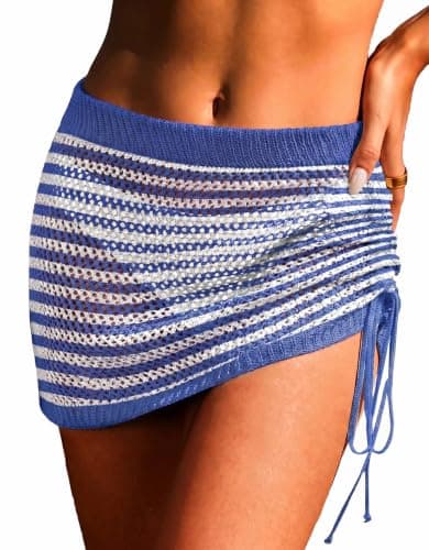 AI'MAGE Womens Crochet Bathing Suit Cover Up Skirt 2026 Knit Drawstring Swimsuit Coverup Beach Sarong Wraps for Swimwear