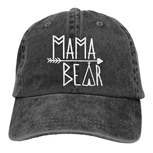 KKMKSHHG Unisex Mama Bear Denim Hat Adjustable Washed Dyed Cotton Dad Baseball Caps