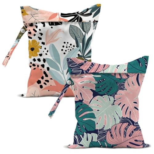 YRZGBNM 2 Pcs Tropical Palm Leaves Wet Bags, Palm Leaf Favors Wet Dry Bag