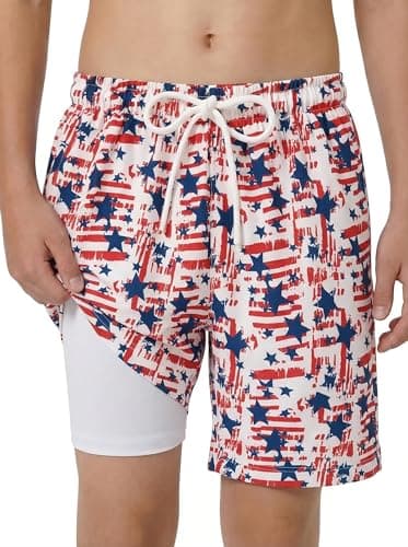 Arshiner Boys Swim Trunks with Compression Liner Kids Quick Dry Swim Shorts