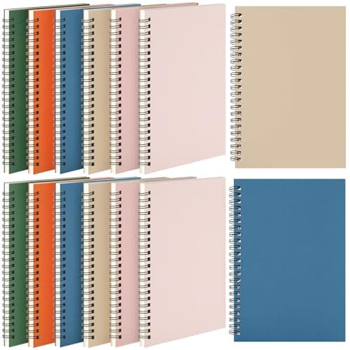 Leelosp 12 Pcs Small Spiral Notebook,Light Colored,5.5 X 8.3 Inch