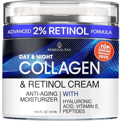 Collagen Face Cream with Retinol & Hyaluronic Acid - Anti Aging Moisturizer for Women & Men, Firming Day & Night Cream for Wrinkles, Hydrating Facial Lotion for All Skin Types