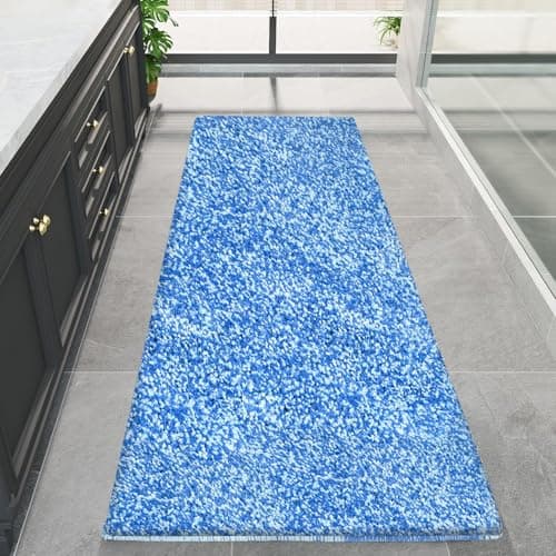 PROOVEELLY Blue Bathroom Rugs 59.1"x23.6", Extra Soft Absorbent Thick Shaggy Bath Rugs, Non Slip Quick Dry Bath Mat, Machine Washable Bath Rugs for Bathroom, Microfiber Rugs for Shower Bathtubs