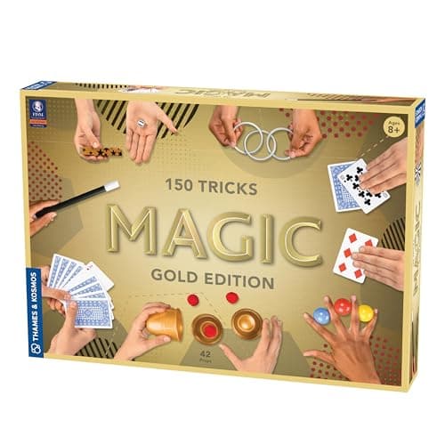 Thames & Kosmos Magic: Gold Edition | Playset with 150 Tricks | 96 Page Full Color Instruction Manual | 42 Props | Video Tutorials | Fun for Kids 8+