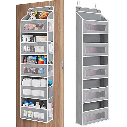 JARLINK Over the Door Organizer for Bedroom, Pantry, Bathroom, 5 Shelf Grey