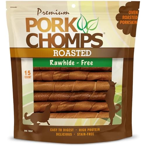 Pork Chomps Roasted Pork Skin Dog Chew 6in Twists 15ct