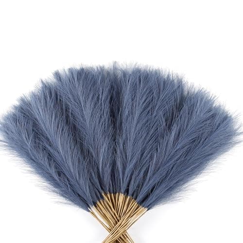 Acfruits Navy Blue Faux Pampas 60PCS 21.7" for Boho Vase Filler Decor