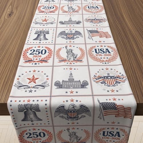 250th Anniversary Decorations - 250th Anniversary Patriotic Table Runner for 1776–2026 4th of July Accessories Table Decor Party Supplies for Home Indoor Outdoor