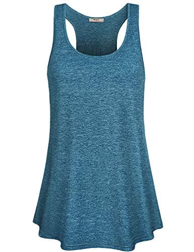 Miusey Relaxed Tank Tops for Women,Ladies Casual Outdoor Performance Petite Active Shirts Cute Pleated Racerback Flow Hem Biking Jumping Pushing Train Great Summer Gift Blue S
