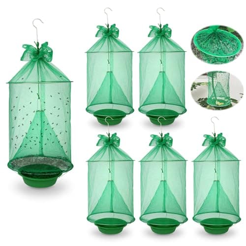 Reusable Outdoor Fly Trap Hanging Fly Catcher with Brush-6 Pack
