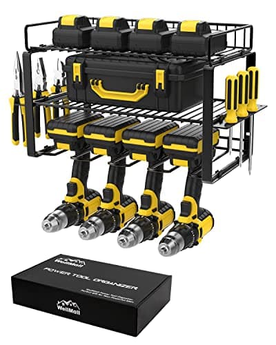 WellMall Power Tool Organizer Holder - Wall Mount Style for Power Tool Drill as Heavy Duty Tool Shelf & Tool Rack with Compact Packed with Color Box, Great Gift for Man