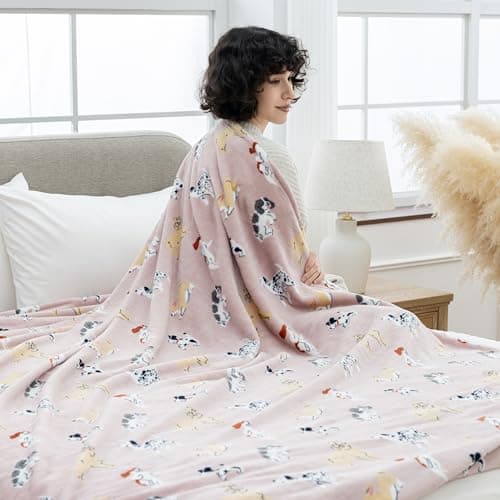 Sushing Cartoon Fleece Blanket, Cute Animal Characters Plush Home Decor, Soft Lightweight Gift for Adults Kids, Machine Washable, 70in x 90in, Pups