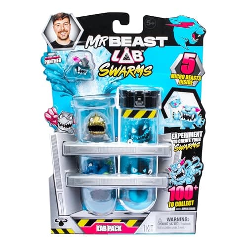 MrBeast Lab Swarms Lab Pack, Experiment By Adding Water, Shaking Test Tube & Revealing 5 PK of 1" MrBeast Collectible Characters, 100+ to Collect, Look Out for the Limited Edition Hyperchrome Panther