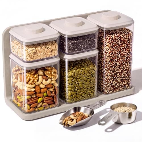 SMIRLY Glass Airtight Food Storage Containers with Pop Lids - White