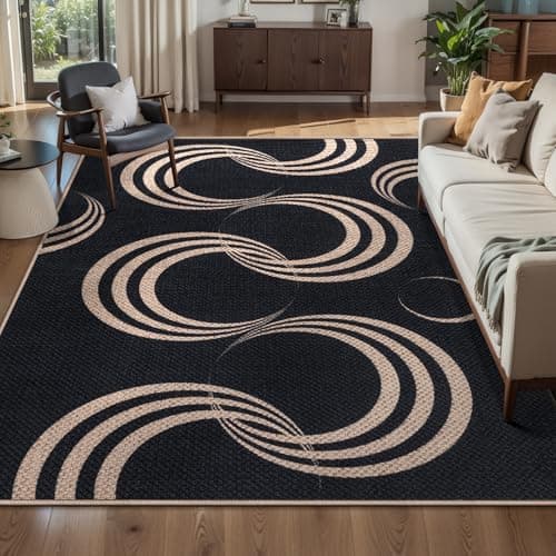 Tangsoo Easy Jute 4x6 Non-Slip Washable Rug for Patio Porch Living Room