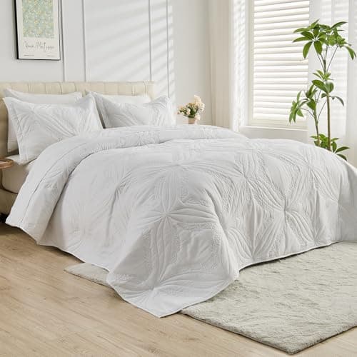Kingnex Oversized Cal King Bedspreads 120x120 Ultrasonic Quilted White