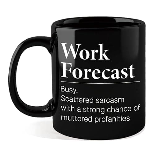 Silkwishes Work Forecast Funny Coffee Mug 11OZ, Funny Office Gift for Coworkers, Birthday Christmas Gift Idea for Coworker Boss Colleagues Bestfriend, Sarcastic Gag Work Gift for Women Men