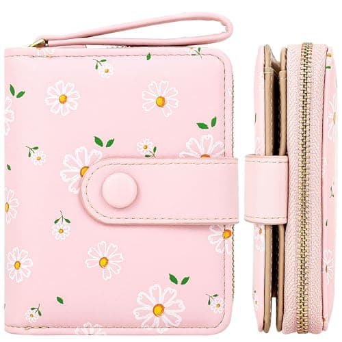 Farcauo Womens Wallet Cute Small Wallets for Women Kawaii Women's Wallet Pink Flower Card Wallets for Women Ladies