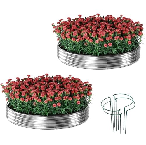 ZFHgarden Galvanized Metal Planter Round Raised Garden Bed Kit for Gardening Outdoor，3x3x1ft 2 Grow Garden Box Raised Flower Bed，Round Galvanized Planter Outdoor Large Metal Fire Pit Ring