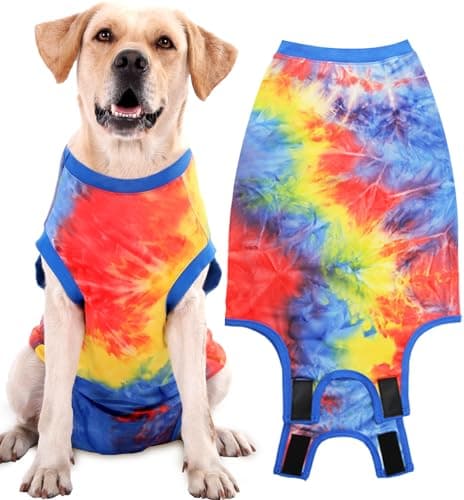Uadonile Dog Surgery Recovery Suit, Surgical Recovery Suit for Dog Male Neuter, Female Spay Shirt, Cone Alternative Pet Surgical Onesie Post Surgery Bodysuit (Tie-dye Blue, Large)