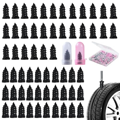 LYLDYYW 60 Pcs Tire Repair Screws, Tire Patch Kit, Screw in Tire Plugs,Quick Tool Tire Plugs, Self-Service Tire Repair Rubber Nail Kit for Patching Punctures in Vacuum Tires of Cars, Motorcycles (60)