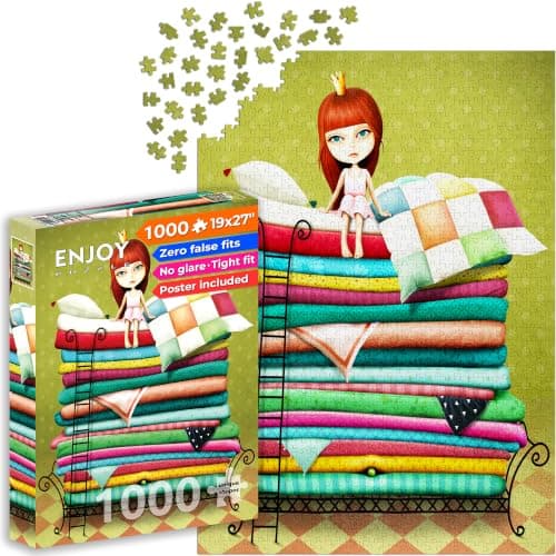 1000 Piece Jigsaw Puzzle for Adults - Fairytale Princess & The Pea, Patchwork Quilts | Matte Anti-Glare Finish | Fun & Challenging Puzzle | 27x19 in | Unique Gift | Enjoy