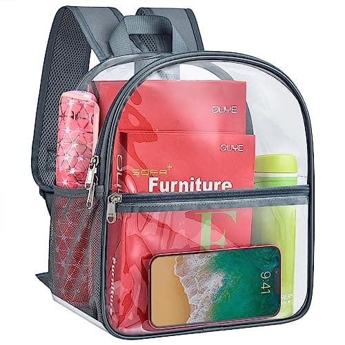 Paxiland Clear Backpack Stadium Approved, 12x10.5x6 Inches Clear Bag