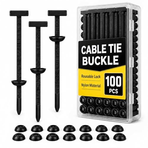 100 PCS Cable Tie Buckle, Nylon Universal Cable Tie Buckle Fasteners for Bumper, Fender Liner, Splash Shield, Auto Trim Panel Repair, Reusable Heavy Duty Automotive Retainer Clips with Storage Box
